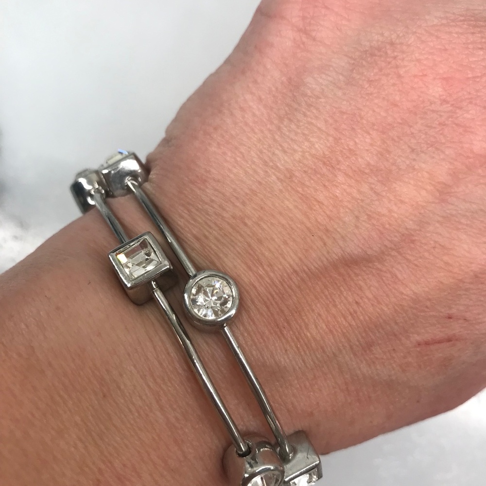 Silver Plated with CZ Bangle Set